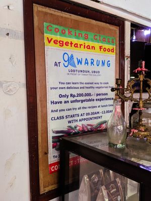 Poster for cooking classes inside of 9 Angels Warung at 9 Angels Warung in Ubud