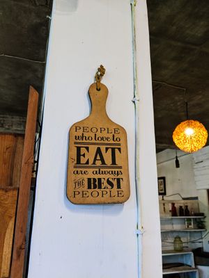 Sign inside of 9 Angels Warung at 9 Angels Warung in Ubud