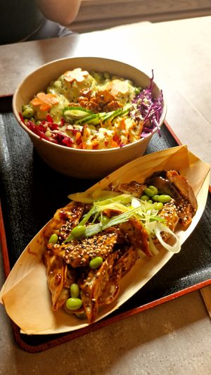 Poke bowl and gyoza at Foodstock  in Bratislava