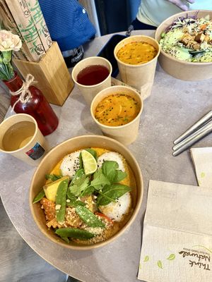 My Thai curry bowl with Laksa (poké bowl in the background)  at Foodstock  in Bratislava