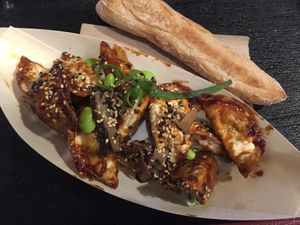 Gyozas with teriyaki sauce at Foodstock  in Bratislava