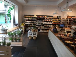 inside & window seating  at Naturalny Sklepik in Krakow