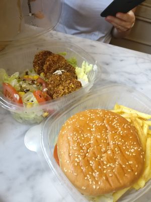 Falafel and mushroom burger at Petite Sophie in Mahon