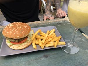 Mushroom burger  at Petite Sophie in Mahon