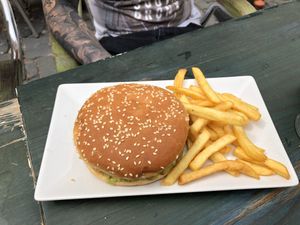 Bean burger 🍔 my brother ordered this twice !  at Petite Sophie in Mahon