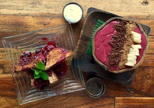 Acai Bowl and Coconut Bread at Atman Nourish Kafe in Ubud