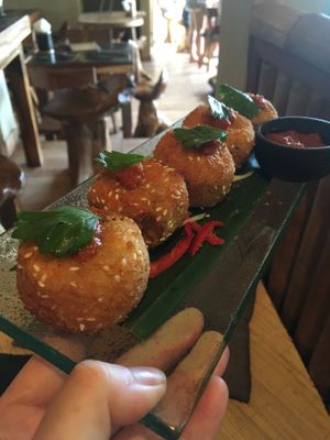 Corn balls  at Atman Nourish Kafe in Ubud