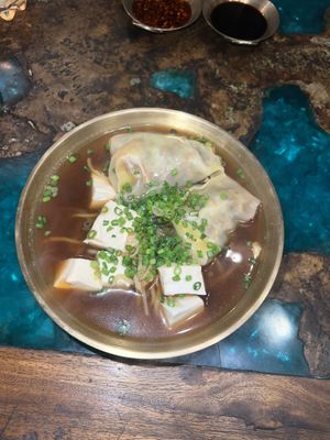 Ramen made vegan with wonton and tofu  at Atman Nourish Kafe in Ubud