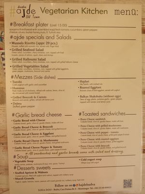 New menu at Hajde in Budva