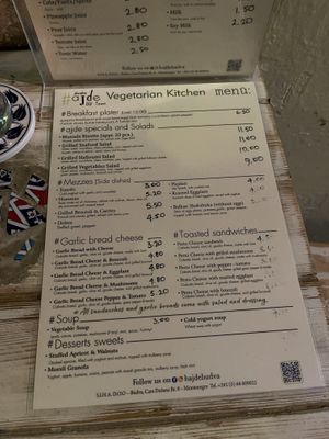 Menu at Hajde in Budva
