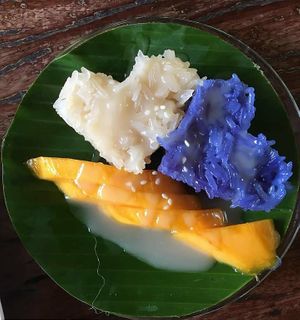 Dessert sticky rice at Wonderland Healing Center Vegan Buffet in Koh Phangan