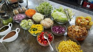 salads at Wonderland Healing Center Vegan Buffet in Koh Phangan