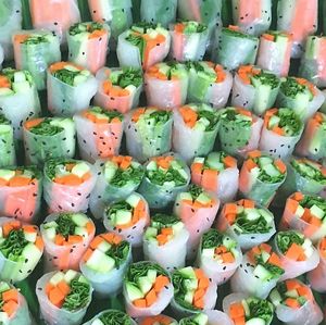 Summer rolls at Wonderland Healing Center Vegan Buffet in Koh Phangan