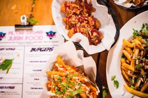 https://www.facebook.com/kimburrowsphotography/
Loaded Fries, Hushpuppies, Jackfruit Wings
Biffs Jack Shack sides @ Haunt  at Haunt in North London