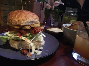 Jackfruit + pineapple burger at Haunt in North London