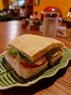 Spicy nut cheese sandwich on focaccia at Barefood Bangkok in Bangkok