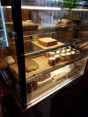 Vegan cheese inside chilled storage
Kombucha below.
 at Barefood Bangkok in Bangkok