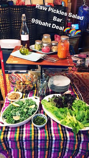 Pickles Salad Bar Barefood Style(lots of Kale too) at Barefood Bangkok in Bangkok