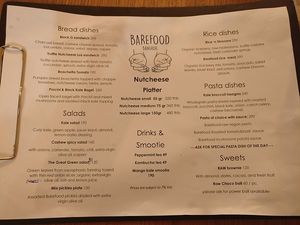 menu at Barefood Bangkok in Bangkok