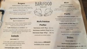Menu at Barefood Bangkok in Bangkok
