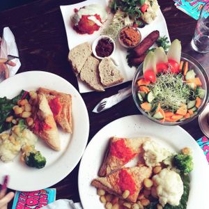 Two oven dish main courses and a starter mix.  at ACU in Utrecht