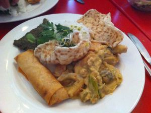 thai curry with tempeh chips and rice and.. at ACU in Utrecht