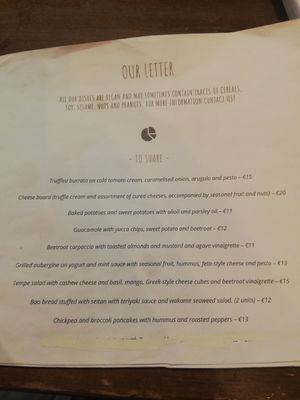 Menu at Mapa Verde in San Sebastian