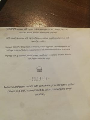 Menu at Mapa Verde in San Sebastian