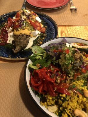 Millet Bowl und Aubergine mit „Allerlei"  at Mapa Verde in San Sebastian
