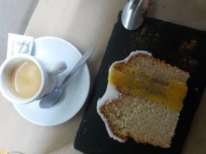Lemon cake at Mapa Verde in San Sebastian