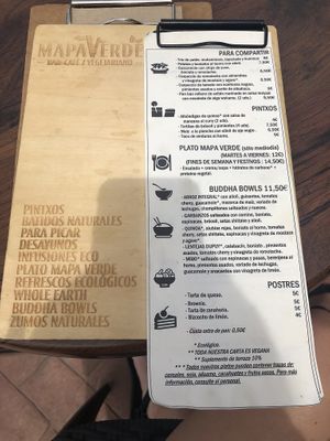 Menu  at Mapa Verde in San Sebastian
