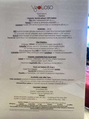 Menu at VgOloso in Venice
