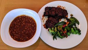 Little Ribs with two of the three sides. (Sorry, forgot to take a photo before I took a bite!) at Greenleaf Cafe in Toledo