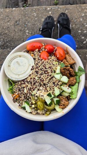 The sesame Street salad, swapped the seeds for seitan. at The Couch Tomato  in Manayunk