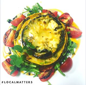 #vegetarian | eggplant | globe squash | portabella | magic mountain tomato | feta | arugula | balsamic reduction  at FarmHand Kchn in St Augustine