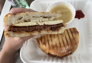 Beyond breakfast sandwich with applesauce on the side😄 at FarmHand Kchn in St Augustine