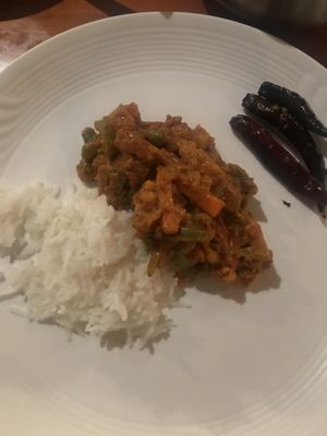 Kolhapuri and rice (vegan) at Steam in Rotorua