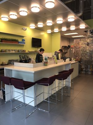 Seating area inside the cafe.  at Puree Juice Bar in Fairfax