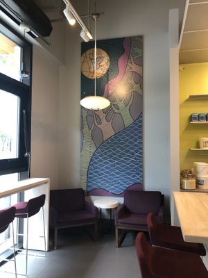 Seating area inside the cafe.  at Puree Juice Bar in Fairfax