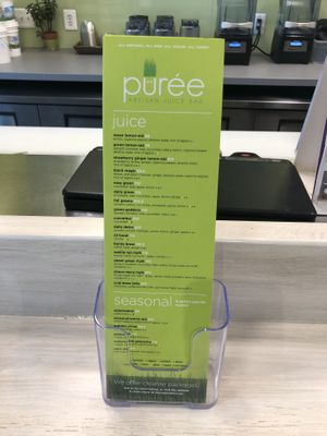 Menu.  at Puree Juice Bar in Fairfax