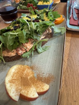 Mediteranean cream cheese toast on sourdough   at Rosenberg in Potsdam