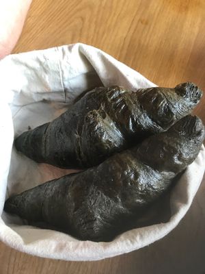 Activated charcoal vegan croissants! Yum at Rosenberg in Potsdam