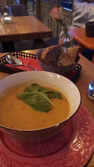 Sweet potato soup at Rosenberg in Potsdam
