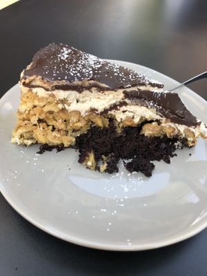 The Snickers Cake was extremely yummy, but I would recommend to share it with someone, since it was a little too sweet for my taste after a while :-) at Rosenberg in Potsdam