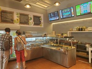 Inside food options at La Esquina de las Flores in Buenos Aires