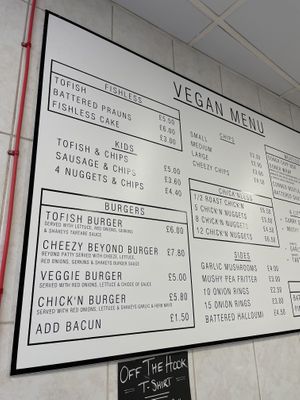 Vegan menu (or most of it) 28th September 2021 at Shakey Shakey in Ramsgate