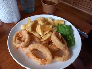 Calamari - Again just half the portion could fit on the plate at Shakey Shakey in Ramsgate