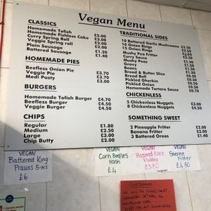 Vegan menu  at Shakey Shakey in Ramsgate