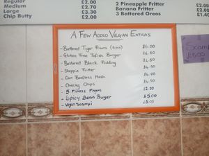 What a massive vegan choice..very tasty. Friendly staff..love it..will be coming back..omg battered Oreos!  at Shakey Shakey in Ramsgate