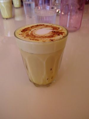 Turmeric Latte! at Palm Vaults in East London